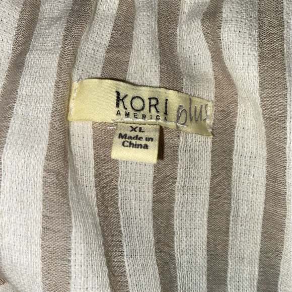 Kori America Off Shoulder Striped Mini Dress | Embroidered Ruffle Detail Size XL - Picture 6 of 10